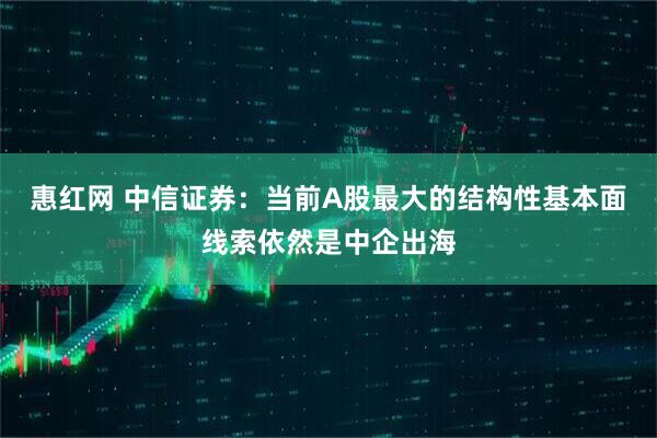 惠红网 中信证券：当前A股最大的结构性基本面线索依然是中企出海