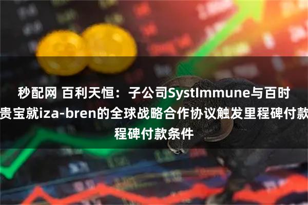 秒配网 百利天恒：子公司SystImmune与百时美施贵宝就iza-bren的全球战略合作协议触发里程碑付款条件